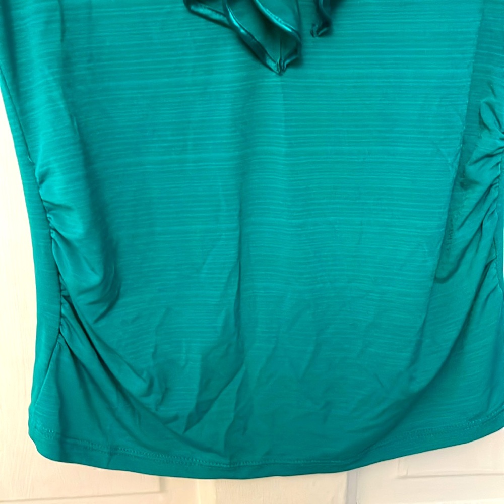 Teal Ruffled Women's Top - Picture 4 of 5